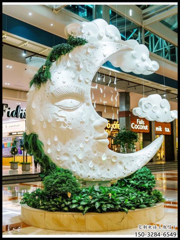 月亮雕塑展品，彩鋼制作，酒店不銹鋼月亮雕塑精品