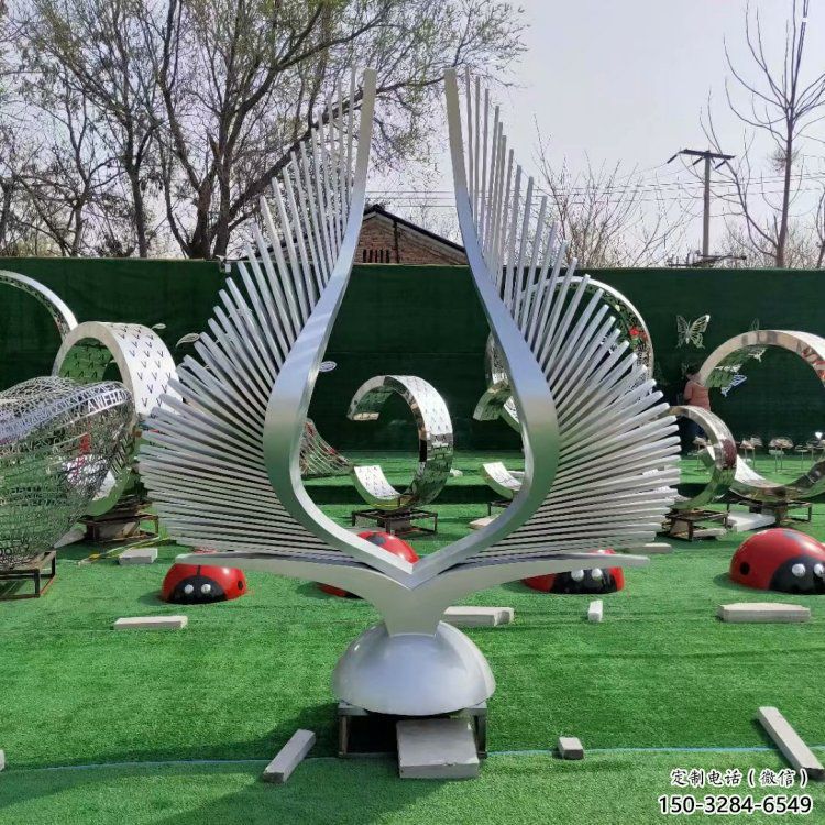 庭院翅膀雕塑，公園歐式雕塑，網格形式