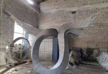 抽象鳥翅雕塑供應(yīng)，花園小品，不銹鋼鳥翅雕塑展品