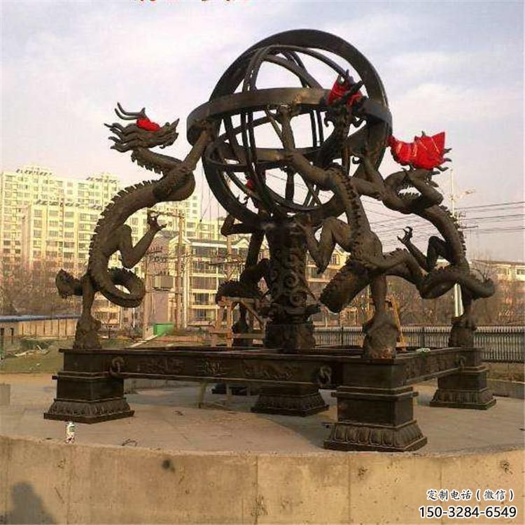 街道地動儀雕塑，鍛造景觀雕塑，古銅效果