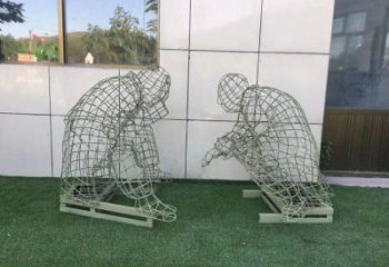 池州鏤空下棋雕塑供需，廣場雕塑，鐵藝民俗人物雕塑選用