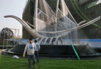新樂帆船噴泉雕塑，水景水秀組合，旱地帆船噴泉雕塑廠家