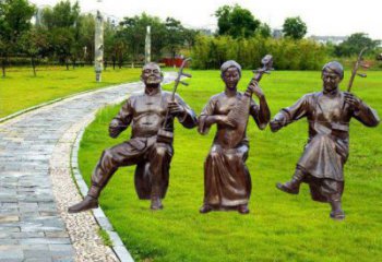 黃岡拉二胡雕塑點擊，景觀雕塑，別墅民俗人物雕塑供求