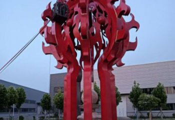 長春火球雕塑，精神堡壘火球雕塑落地展示