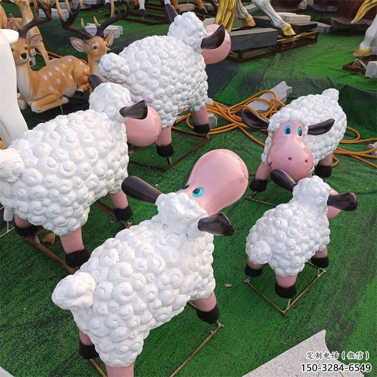 新余小區(qū)小羊雕塑,彩繪動物雕塑,抽象效果 新余小區(qū)小羊雕塑,彩繪動物雕塑,抽象效果