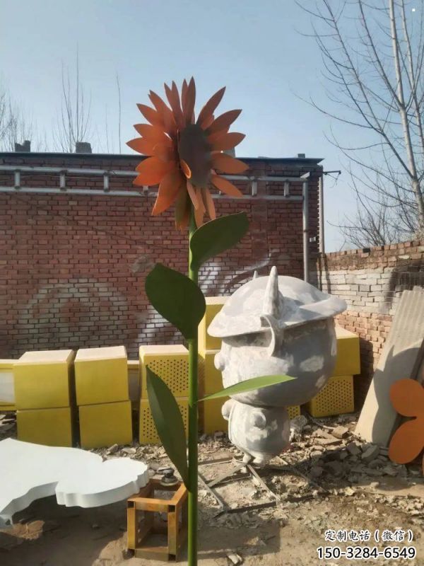 紹興太陽花雕塑工程，美陳雕塑，玻璃鋼太陽花雕塑廠家