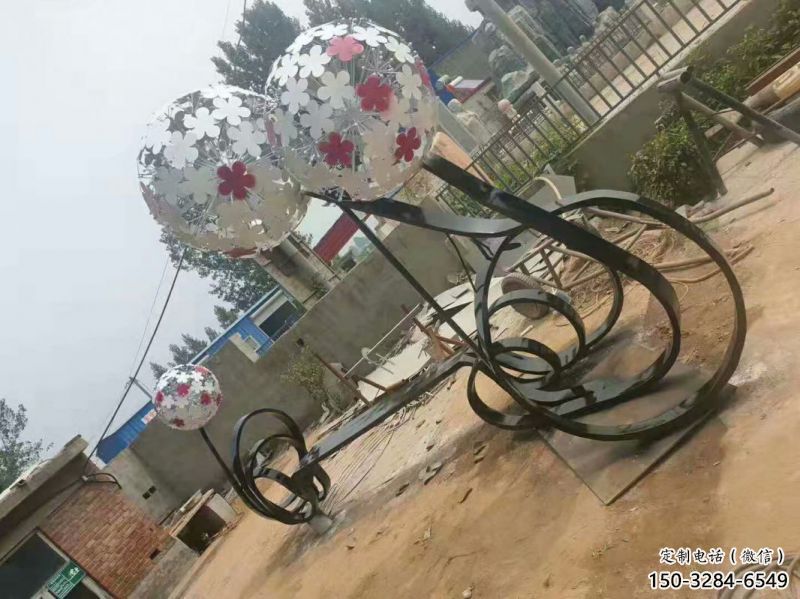 江干大型蒲公英坐凳雕塑，現(xiàn)代元素設(shè)計，不銹鋼坐凳雕塑