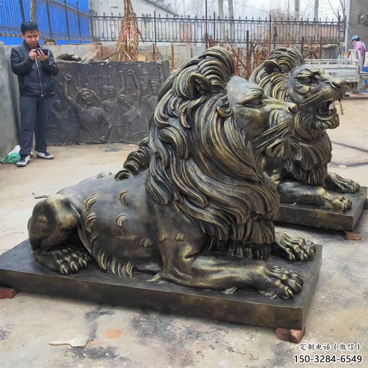 九龍坡大型趴獅雕塑，仿銅動物雕塑，玻璃鋼獅子雕塑制作