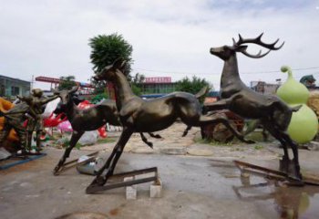 臨滄戶外小鹿批發(fā)，動物雕塑，梅花鹿銅雕塑供求
