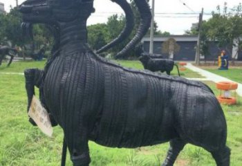 玉溪輪胎山羊雕塑供應，公園雕塑，鑄銅輪胎羊雕塑供求