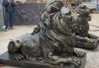 杭州大型趴獅雕塑，仿銅動(dòng)物雕塑，玻璃鋼獅子雕塑制作