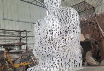 舟山大型鏤空人物雕塑常用，戶外擺放，鐵藝字母人物雕塑展示