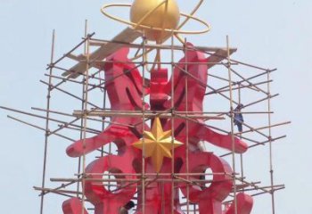 萬盛景觀科技之星雕塑選用，美陳雕塑，抽象不銹鋼科技之星雕塑標準